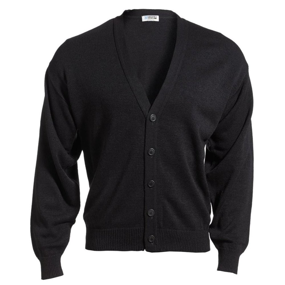 Edwards 4X Big Men Jersey Knit Acrylic Cardigan Black Long Sleeve Button 4XL